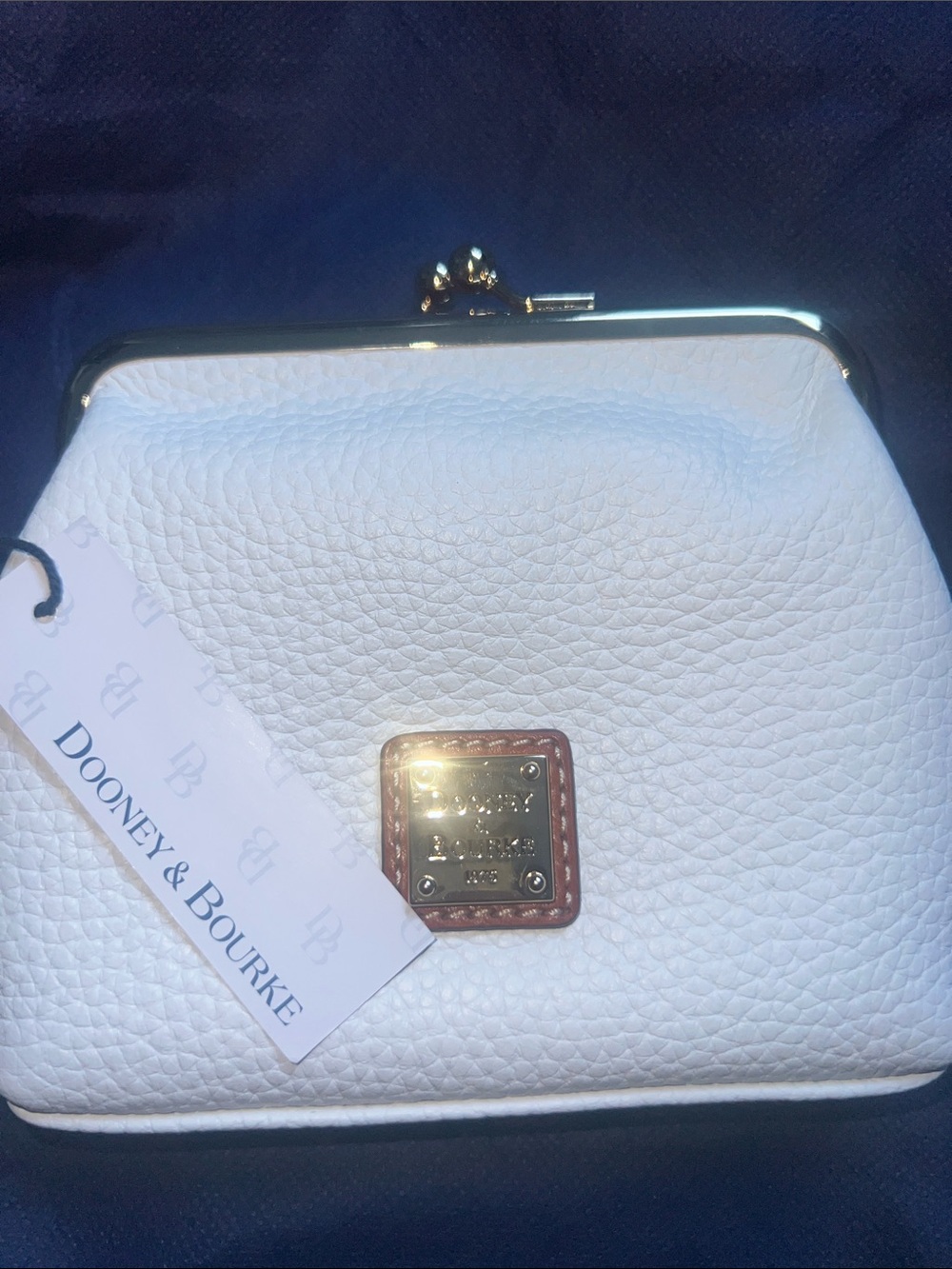 Dooney & Bourke White Pebbled Leather Kiss-Lock Clutch